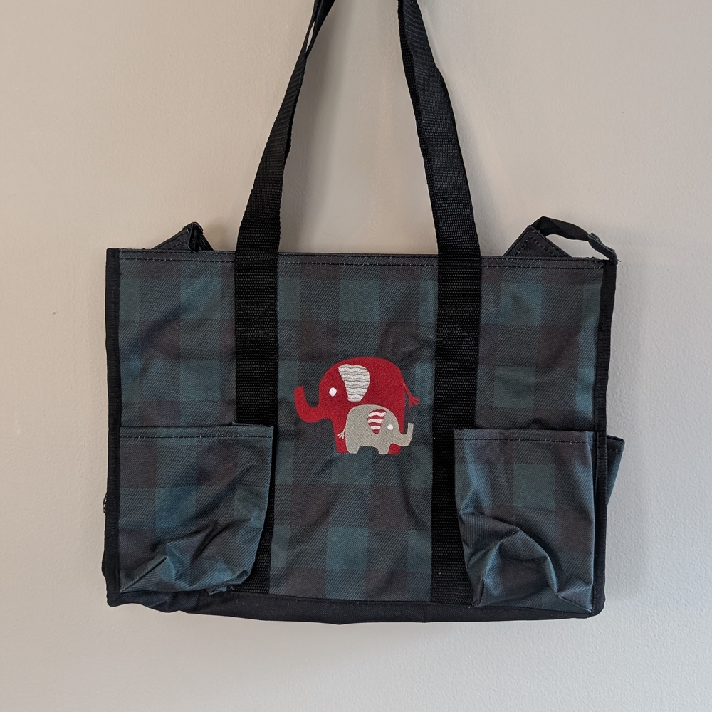 Thirty-One Plaid Baby Bag with Elephant Design